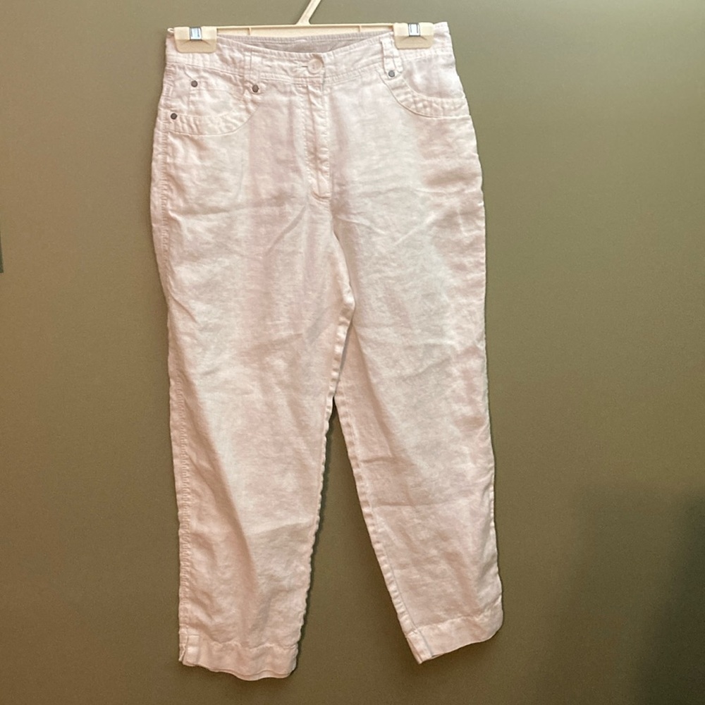 Brand Unknown White Linen Capris